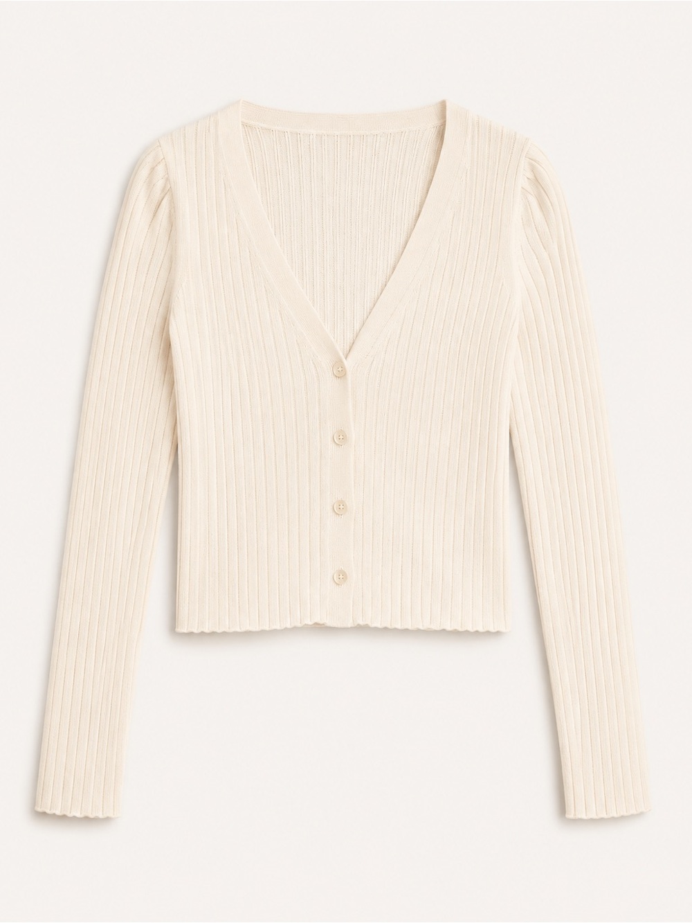 Wilfred Cream Ribbed V-Neck Button-Up Cardigan